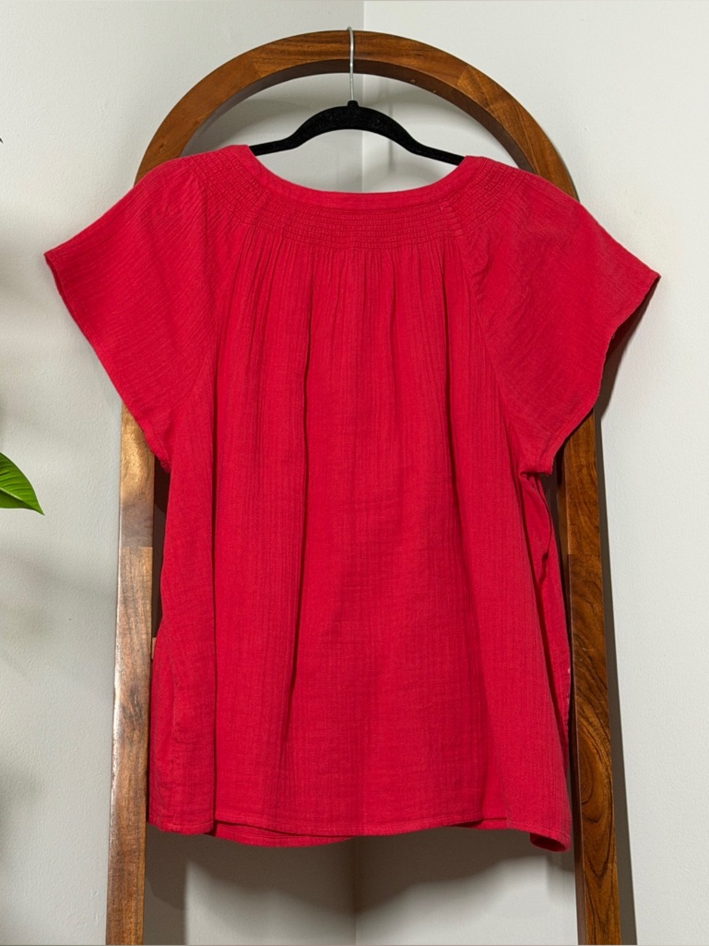 Vineyard Vines XL Red 100% Cotton Crinkle Blouse Top - Picture 3 of 9